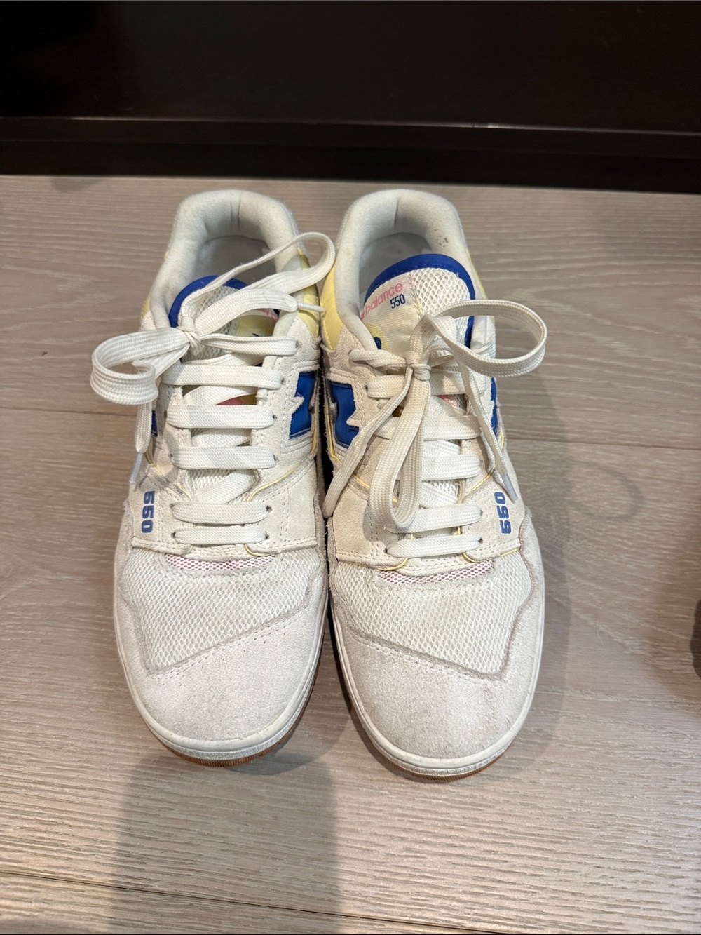 New Balance White Sneakers with Blue Accents